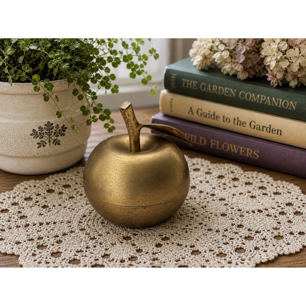 Vintage Solid Brass Apple Bell Metal Figurine